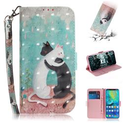 Black and White Cat 3D Painted Leather Wallet Phone Case for Huawei Mate 20 Pro
