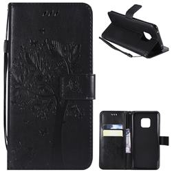 Embossing Butterfly Tree Leather Wallet Case for Huawei Mate 20 Pro - Black