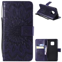 Embossing Sunflower Leather Wallet Case for Huawei Mate 20 Pro - Purple