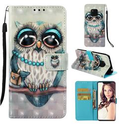 Sweet Gray Owl 3D Painted Leather Wallet Case for Huawei Mate 20 Pro