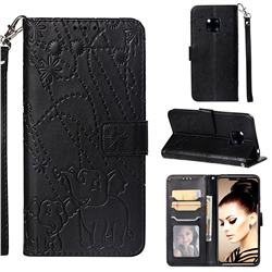 Embossing Fireworks Elephant Leather Wallet Case for Huawei Mate 20 Pro - Black