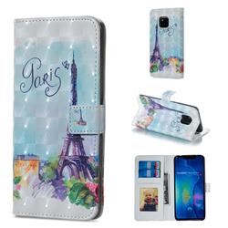 Paris Tower 3D Painted Leather Phone Wallet Case for Huawei Mate 20 Pro