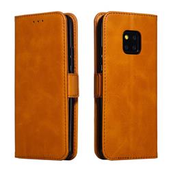 Retro Classic Calf Pattern Leather Wallet Phone Case for Huawei Mate 20 Pro - Yellow
