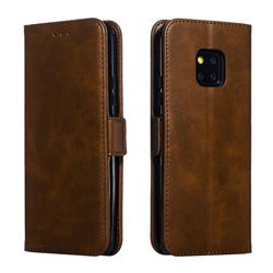 Retro Classic Calf Pattern Leather Wallet Phone Case for Huawei Mate 20 Pro - Brown