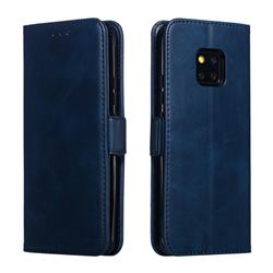 Retro Classic Calf Pattern Leather Wallet Phone Case for Huawei Mate 20 Pro - Blue