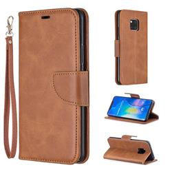 Classic Sheepskin PU Leather Phone Wallet Case for Huawei Mate 20 Pro - Brown