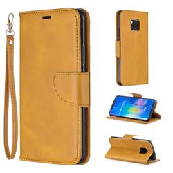 Classic Sheepskin PU Leather Phone Wallet Case for Huawei Mate 20 Pro - Yellow