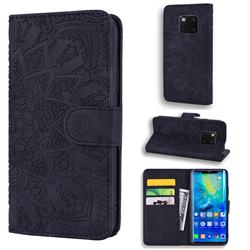 Retro Embossing Mandala Flower Leather Wallet Case for Huawei Mate 20 Pro - Black