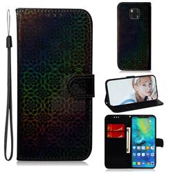 Laser Circle Shining Leather Wallet Phone Case for Huawei Mate 20 Pro - Black