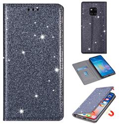 Ultra Slim Glitter Powder Magnetic Automatic Suction Leather Wallet Case for Huawei Mate 20 Pro - Gray