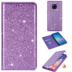 Ultra Slim Glitter Powder Magnetic Automatic Suction Leather Wallet Case for Huawei Mate 20 Pro - Purple