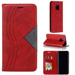 Retro S Streak Magnetic Leather Wallet Phone Case for Huawei Mate 20 Pro - Red