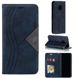 Retro S Streak Magnetic Leather Wallet Phone Case for Huawei Mate 20 Pro - Blue