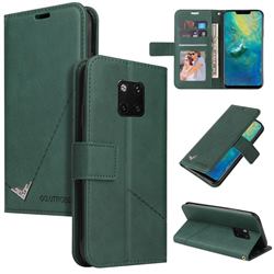 GQ.UTROBE Right Angle Silver Pendant Leather Wallet Phone Case for Huawei Mate 20 Pro - Green
