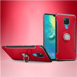 Armor Anti Drop Carbon PC + Silicon Invisible Ring Holder Phone Case for Huawei Mate 20 X - Red