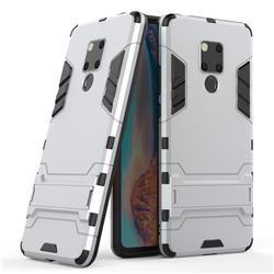 Armor Premium Tactical Grip Kickstand Shockproof Dual Layer Rugged Hard Cover for Huawei Mate 20 X - Silver