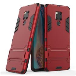 Armor Premium Tactical Grip Kickstand Shockproof Dual Layer Rugged Hard Cover for Huawei Mate 20 X - Wine Red
