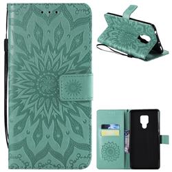 Embossing Sunflower Leather Wallet Case for Huawei Mate 20 X - Green