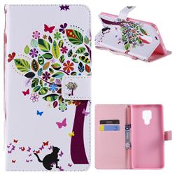 Cat and Tree PU Leather Wallet Case for Huawei Mate 20 X