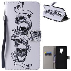 Skull Head PU Leather Wallet Case for Huawei Mate 20 X