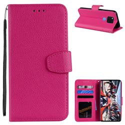 Litchi Pattern PU Leather Wallet Case for Huawei Mate 20 X - Rose