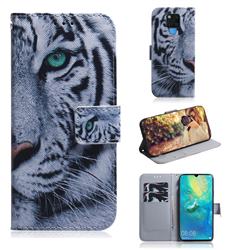 White Tiger PU Leather Wallet Case for Huawei Mate 20 X