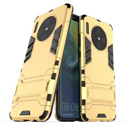 Armor Premium Tactical Grip Kickstand Shockproof Dual Layer Rugged Hard Cover for Huawei Mate 30 - Golden