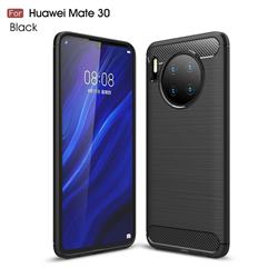Luxury Carbon Fiber Brushed Wire Drawing Silicone TPU Back Cover for Huawei Mate 30 - Black