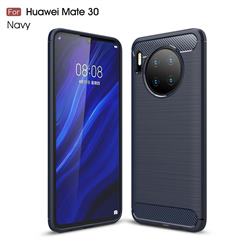 Luxury Carbon Fiber Brushed Wire Drawing Silicone TPU Back Cover for Huawei Mate 30 - Navy