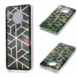 Green Rhombus Galvanized Rose Gold Marble Phone Back Cover for Huawei Mate 30