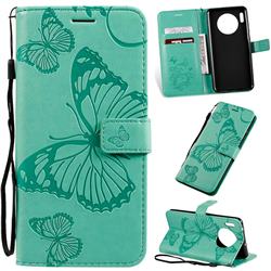 Embossing 3D Butterfly Leather Wallet Case for Huawei Mate 30 - Green
