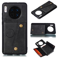 Retro Multifunction Card Slots Stand Leather Coated Phone Back Cover for Huawei Mate 30 - Black
