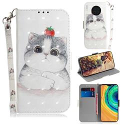 Cute Tomato Cat 3D Painted Leather Wallet Phone Case for Huawei Mate 30