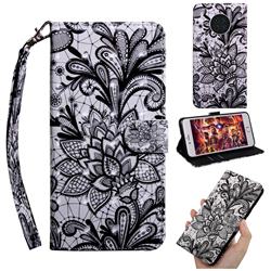 Black Lace Rose 3D Painted Leather Wallet Case for Huawei Mate 30