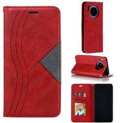 Retro S Streak Magnetic Leather Wallet Phone Case for Huawei Mate 30 - Red