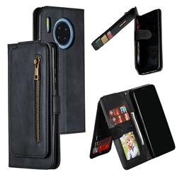Multifunction 9 Cards Leather Zipper Wallet Phone Case for Huawei Mate 30 - Black