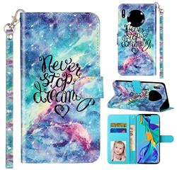 Blue Starry Sky 3D Leather Phone Holster Wallet Case for Huawei Mate 30