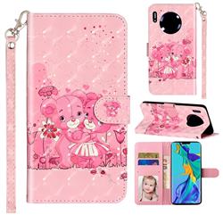 Pink Bear 3D Leather Phone Holster Wallet Case for Huawei Mate 30