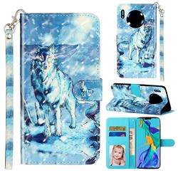 Snow Wolf 3D Leather Phone Holster Wallet Case for Huawei Mate 30