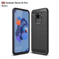 Luxury Carbon Fiber Brushed Wire Drawing Silicone TPU Back Cover for Huawei Mate 30 Lite(Nova 5i Pro) - Black