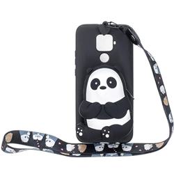 Cute Panda Neck Lanyard Zipper Wallet Silicone Case for Huawei Mate 30 Lite(Nova 5i Pro)