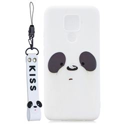 White Feather Panda Soft Kiss Candy Hand Strap Silicone Case for Huawei Mate 30 Lite(Nova 5i Pro)