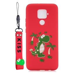Red Dinosaur Soft Kiss Candy Hand Strap Silicone Case for Huawei Mate 30 Lite(Nova 5i Pro)
