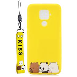 Yellow Bear Family Soft Kiss Candy Hand Strap Silicone Case for Huawei Mate 30 Lite(Nova 5i Pro)