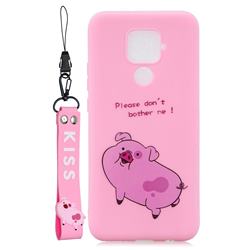 Pink Cute Pig Soft Kiss Candy Hand Strap Silicone Case for Huawei Mate 30 Lite(Nova 5i Pro)