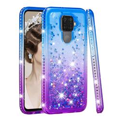 Diamond Frame Liquid Glitter Quicksand Sequins Phone Case for Huawei Mate 30 Lite(Nova 5i Pro) - Blue Purple