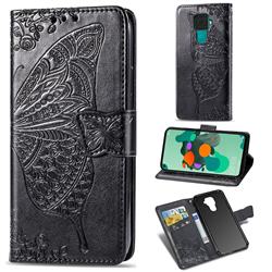 Embossing Mandala Flower Butterfly Leather Wallet Case for Huawei Mate 30 Lite(Nova 5i Pro) - Black
