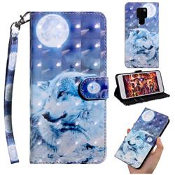 Moon Wolf 3D Painted Leather Wallet Case for Huawei Mate 30 Lite(Nova 5i Pro)