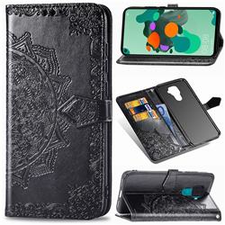 Embossing Imprint Mandala Flower Leather Wallet Case for Huawei Mate 30 Lite(Nova 5i Pro) - Black