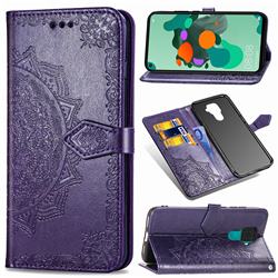 Embossing Imprint Mandala Flower Leather Wallet Case for Huawei Mate 30 Lite(Nova 5i Pro) - Purple